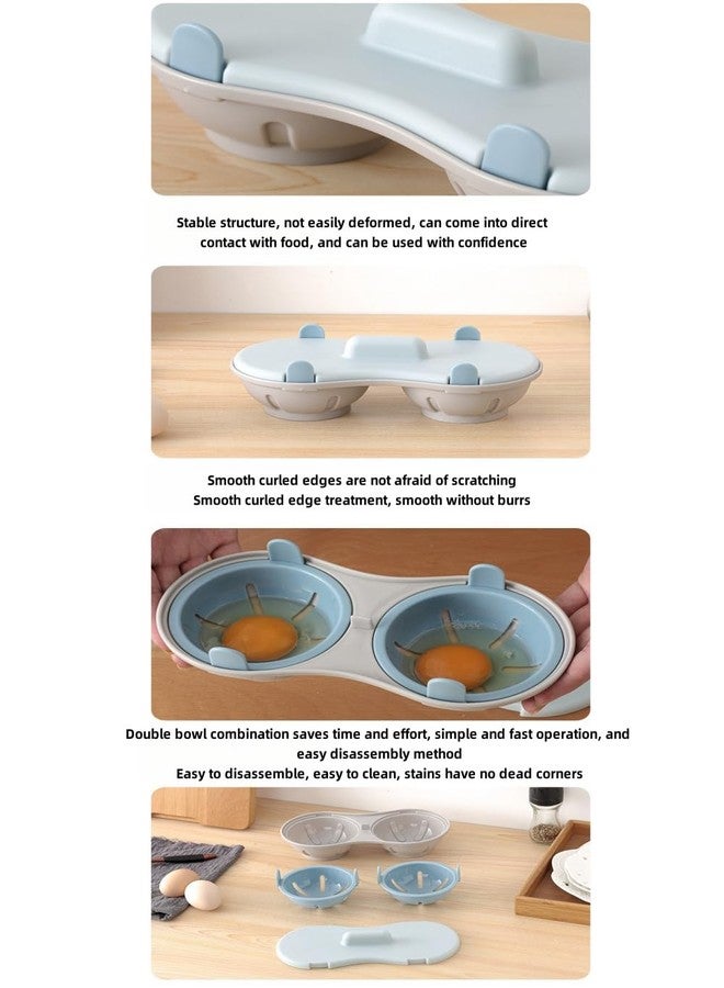 Luvilly Microwave Egg Poacher with Double Bowls - Egg Cooker Microwave with Steaming Basket,Egg Maker Poached Egg Steamer, Easy Disassembly, Double Bowl for Effortless Cooking Kitchen Gadget - Image 3